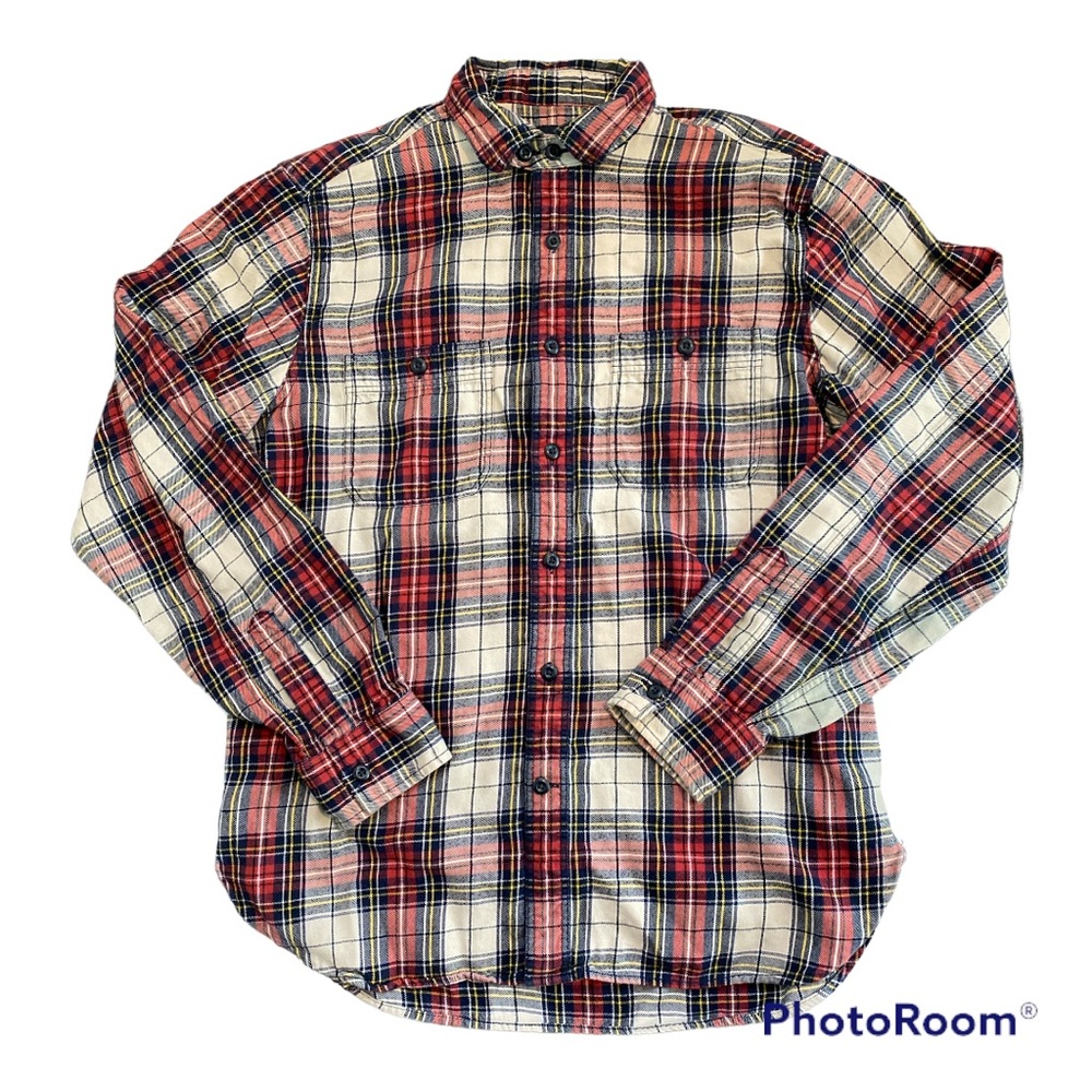 Gap Plaid Flannel Button Down Long Sleeve Shirt Size Medium Classic Holiday
